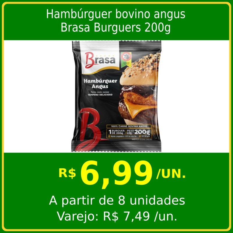 Hambúrguer Bovino Angus Brasa Burguers 200g