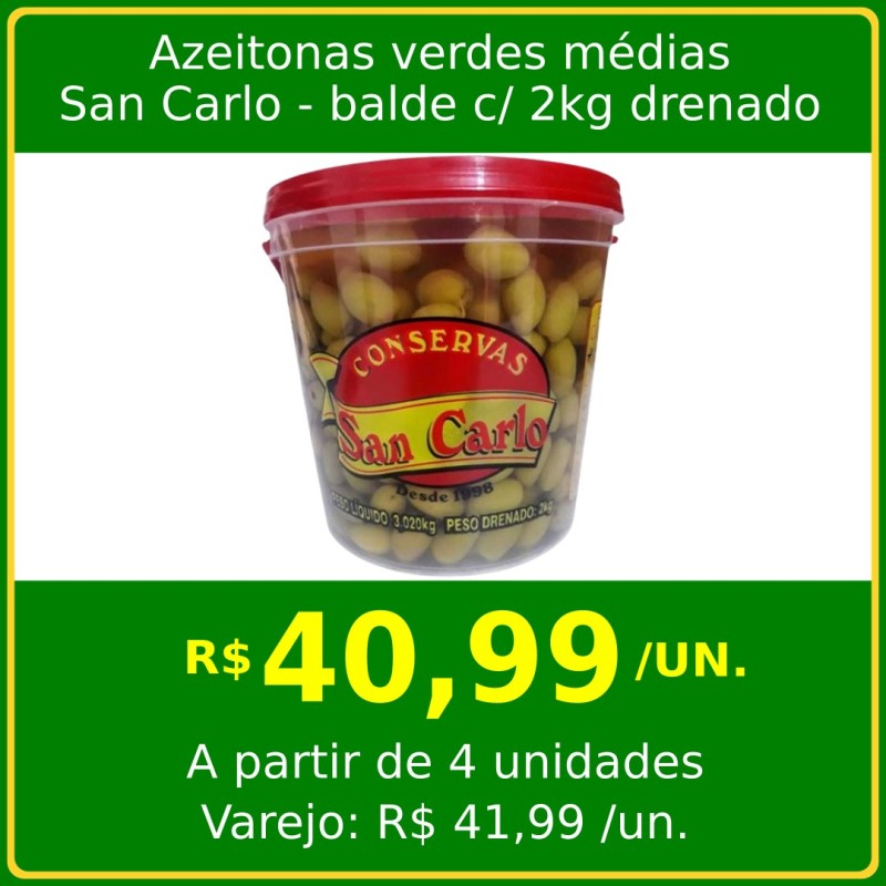 Azeitona Verde Média San Carlo 2kg drenado