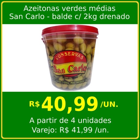 Azeitona Verde Média San Carlo 2kg drenado