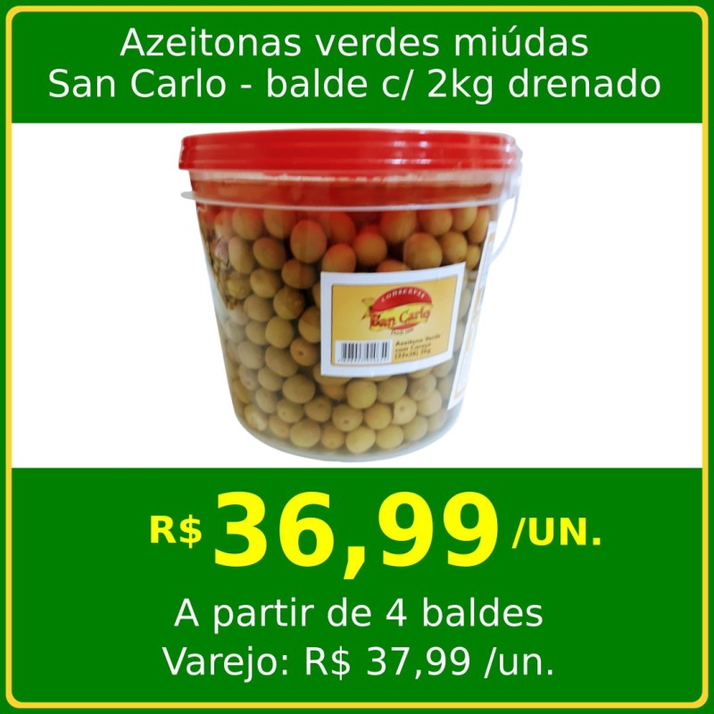 Azeitonas Verdes Miúdas San Carlo 2kg drenado