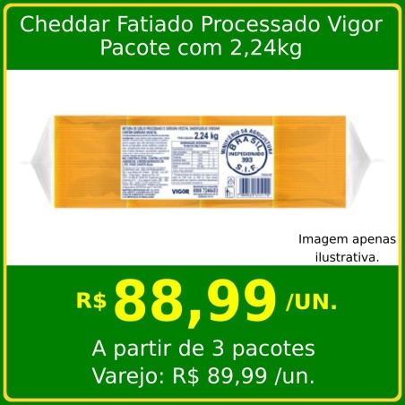 Cheddar Fatiado Processado Vigor 2,24kg