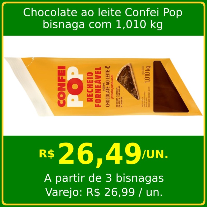 Chocolate ao leite Confei Pop 1,010kg