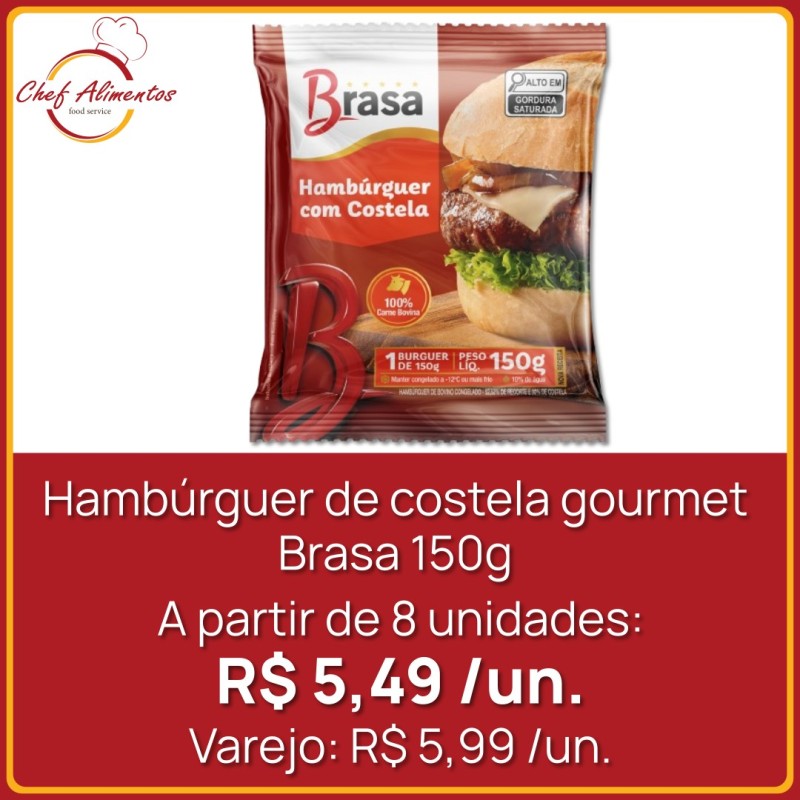 Hambúrguer de costela gourmet Brasa 150g