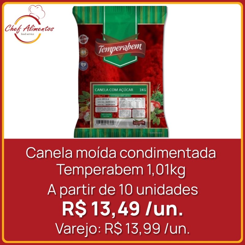 Canela moída condimentada Temperabem 1kg