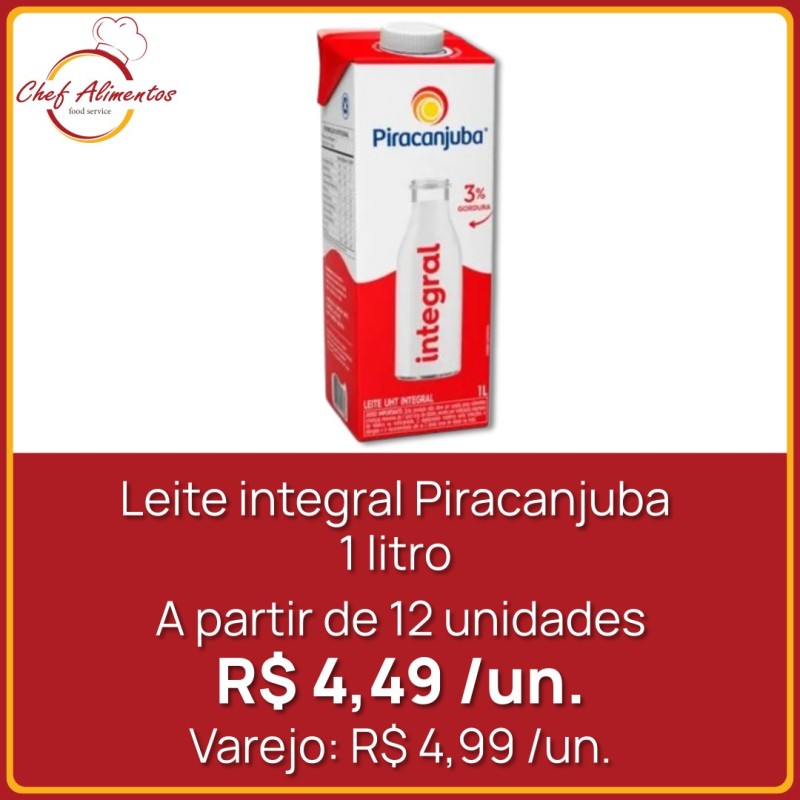 Leite integral Piracanjuba 1litro