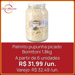 Palmito pupunha picado Bomttoni 1,8kg drenado