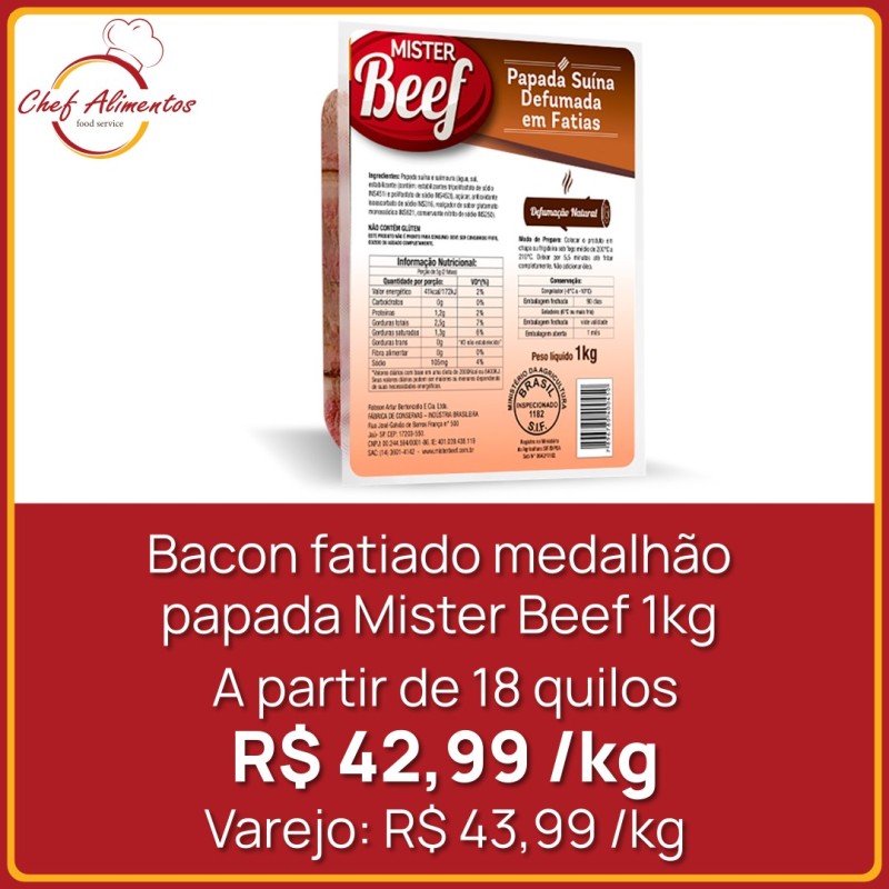 Bacon Fatiado Medalhão Papada Mister Beef 1kg