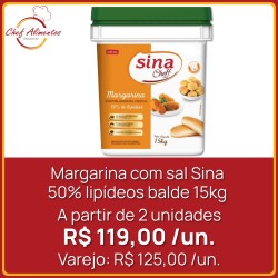 Margarina com sal Sina 50% lipídeos balde 15kg