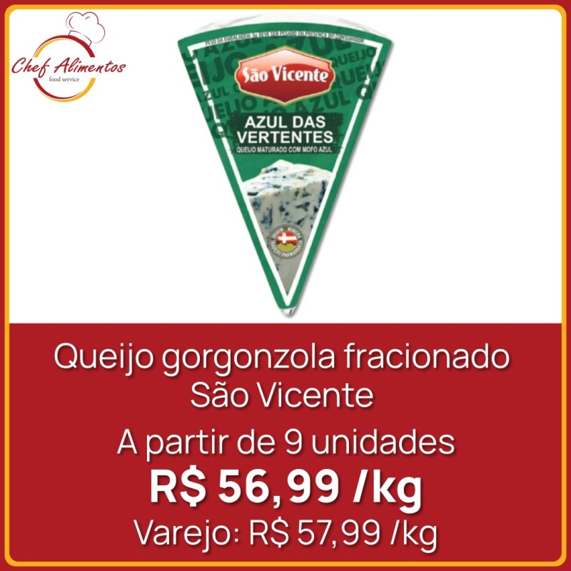Queijo gorgonzola fracionado São Vicente