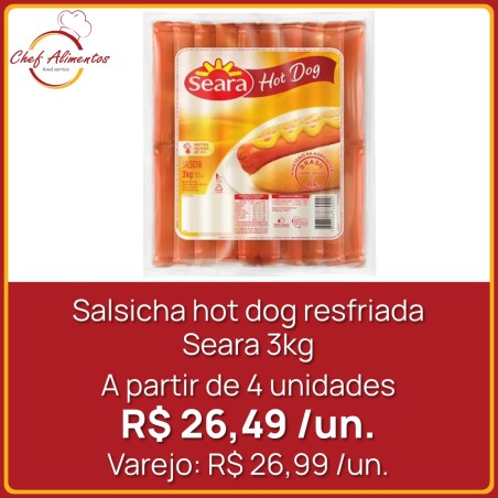 Salsicha hot dog resfriada Seara 3kg