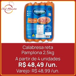 Calabresa Defumada Reta Pamplona - Pacote 2,5 kg