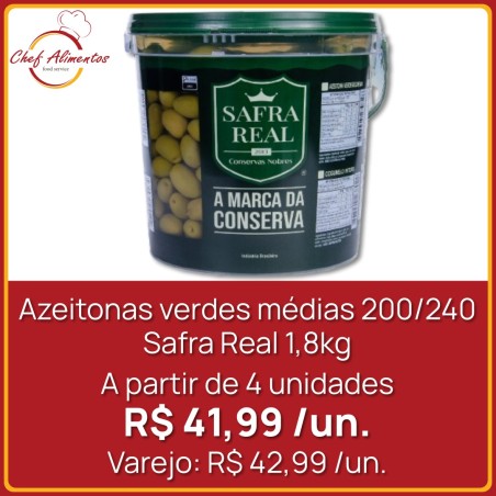 Azeitonas verdes médias 200/240 Safra Real 2kg