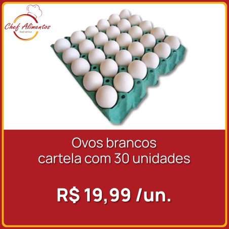 Ovos brancos cartela com 30 unidades