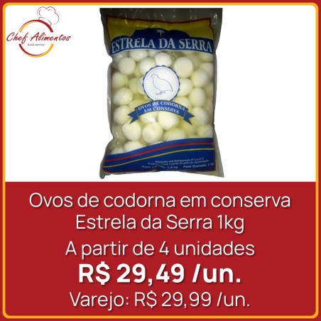 Ovos de Codorna em Conserva Estrela da Serra - pacote 1kg drenado