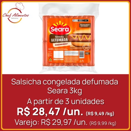 Salsicha defumada congelada Seara 3kg