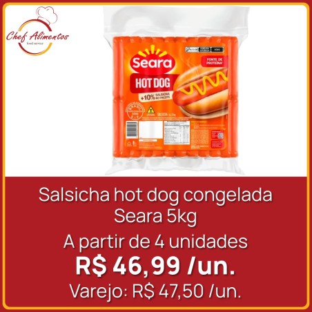 Salsicha Hot Dog Congelada Seara - Pacote 5 kg