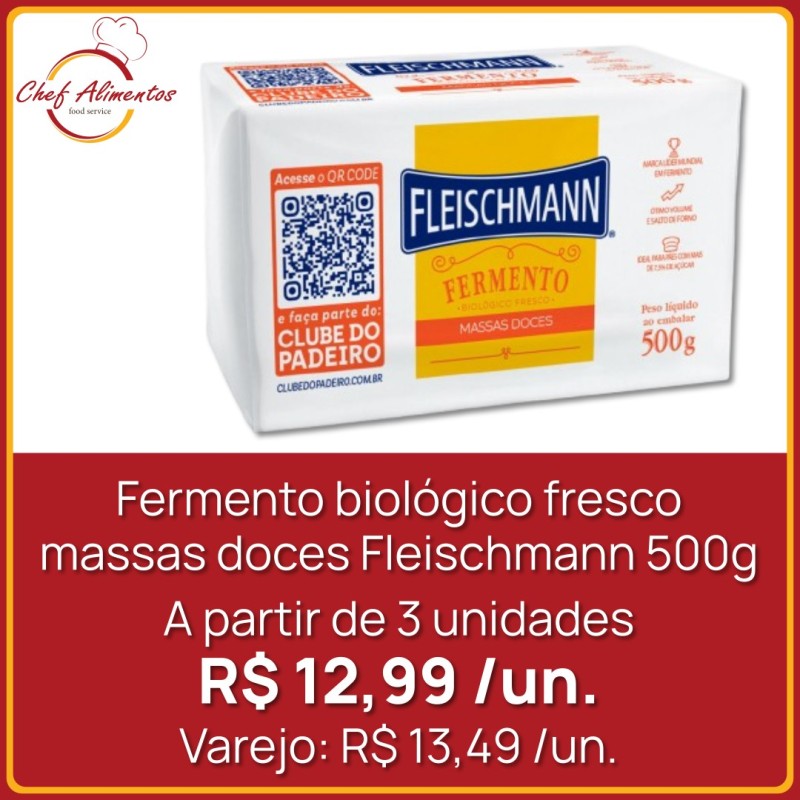 Fermento biológico fresco massas doces Fleischmann 500g