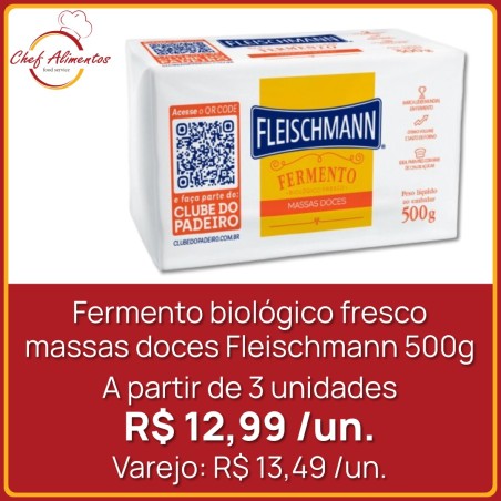 Fermento biológico fresco massas doces Fleischmann 500g