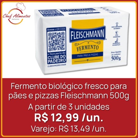 Fermento biológico fresco para pães e pizzas Fleischmann 500g