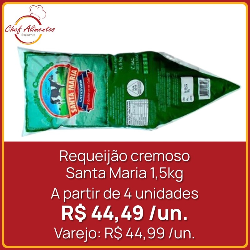Requeijão Cremoso Santa Maria - Bisnaga 1,5 kg