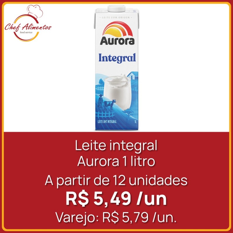 Leite integral Aurora 1 litro
