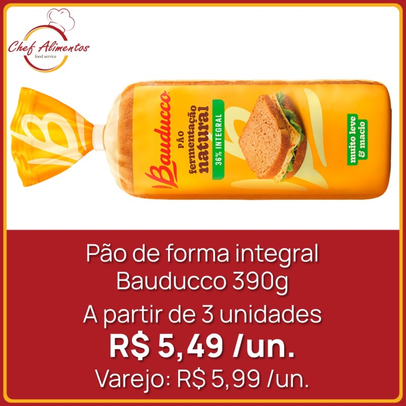 Pão de forma integral Bauducco 390g