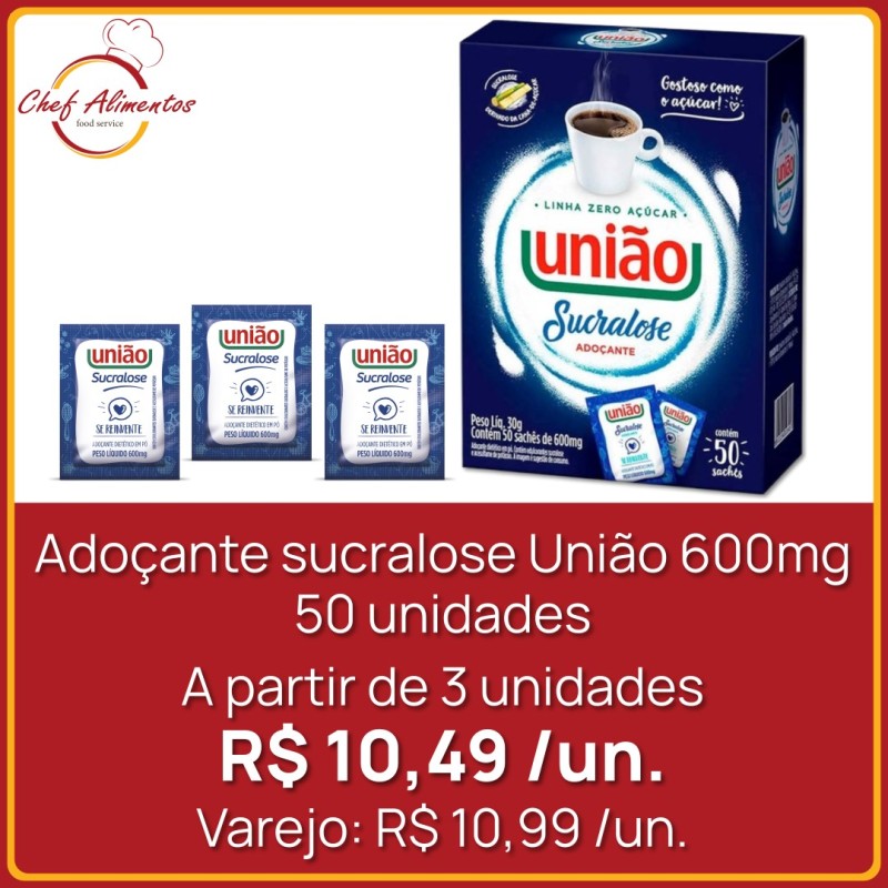 Adoçante sucralose União 600mg 50un