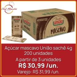Açúcar mascavo União sachê 4g 200 un.