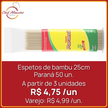 Espetos de bambu 25cm Paraná 50 un