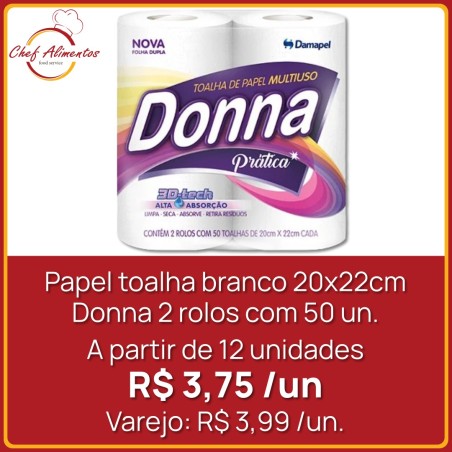 Papel toalha branco 20 x 22 cm Donna