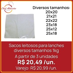 Sacos Leitosos para lanches - pacote com 1kg