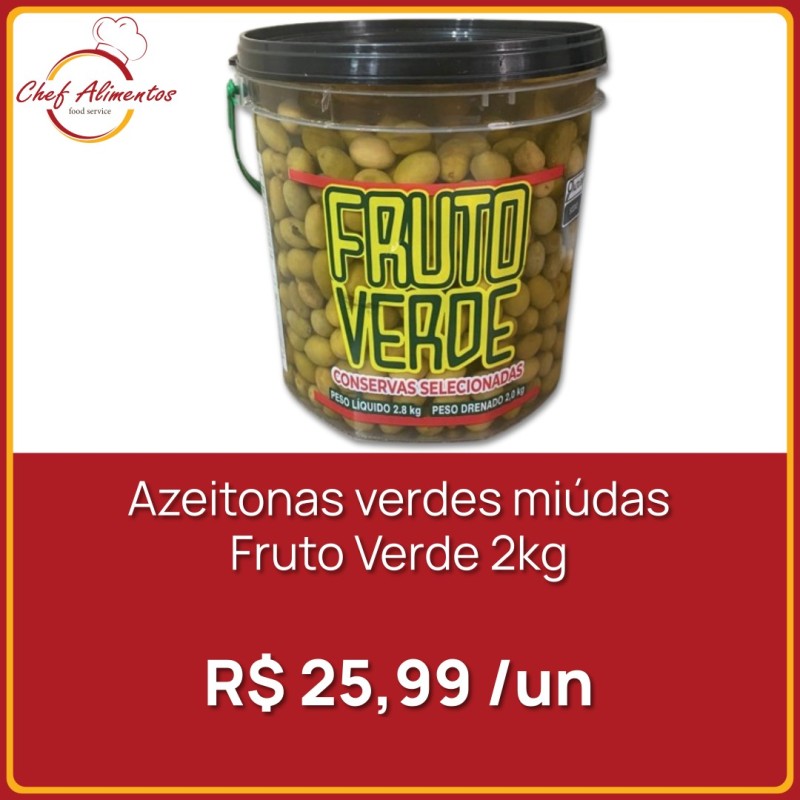 Azeitonas verdes miúdas Fruto Verde 2kg