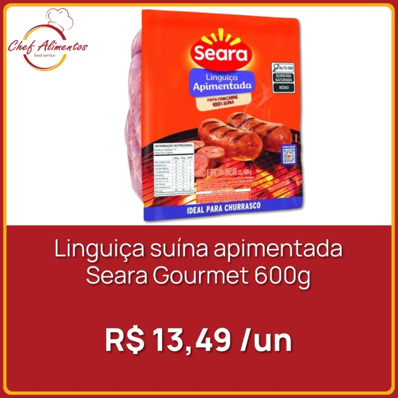 Linguiça suína apimentada Seara Gourmet 600g