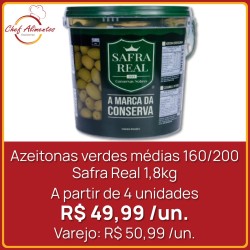 Azeitonas verdes médias 160/200 Safra Real 1,8kg
