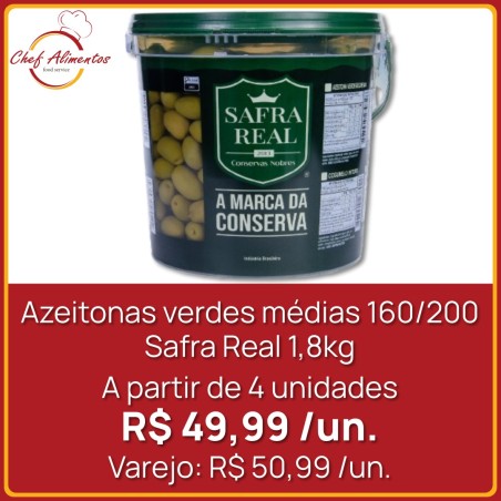 Azeitonas verdes médias 160/200 Safra Real 1,8kg