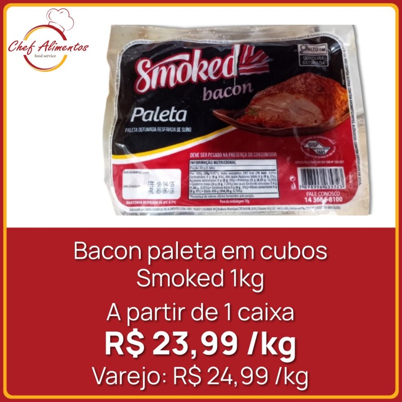 Bacon paleta em cubos Smoked 1kg