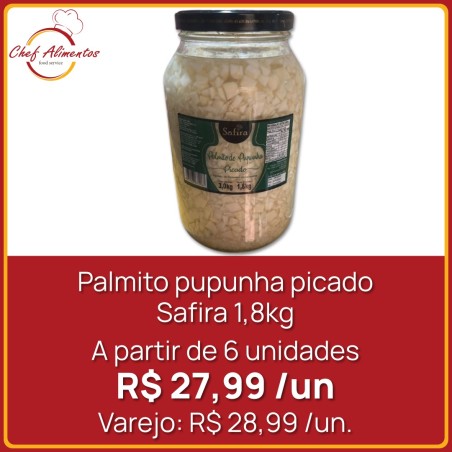 Palmito pupunha picado Safira 1,8kg