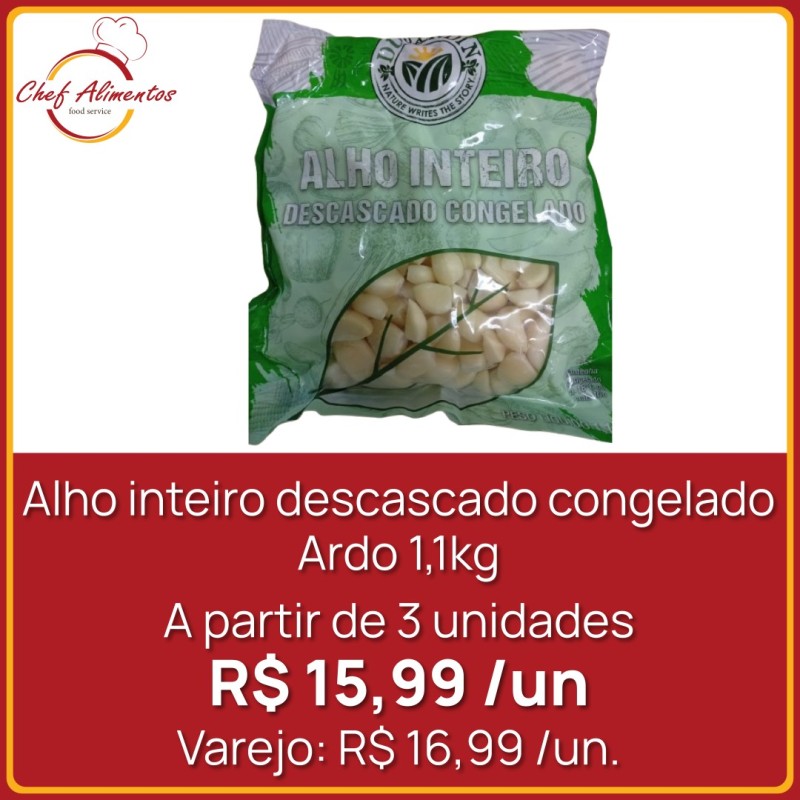 Alho inteiro descascado congelado Ardo 1,1kg