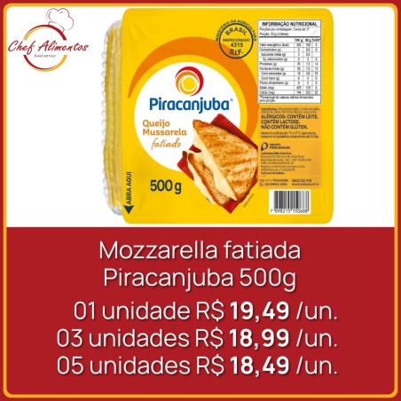 Mozzarella fatiada Piracanjuba 500g