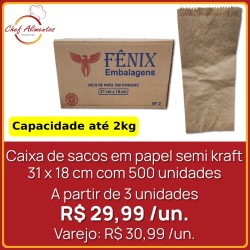 Caixa de sacos em papel semi kraft 31 x 18 cm Fênix Embalagens 500 un