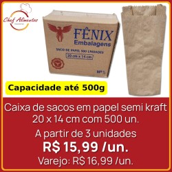 Caixa de sacos em papel semi kraft 20 x 14 cm Fênix Embalagens 500 un