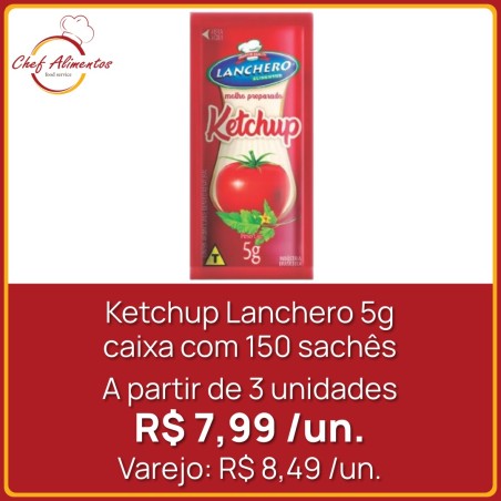 Ketchup Lanchero Sachê 5g - caixa com 150 sachês