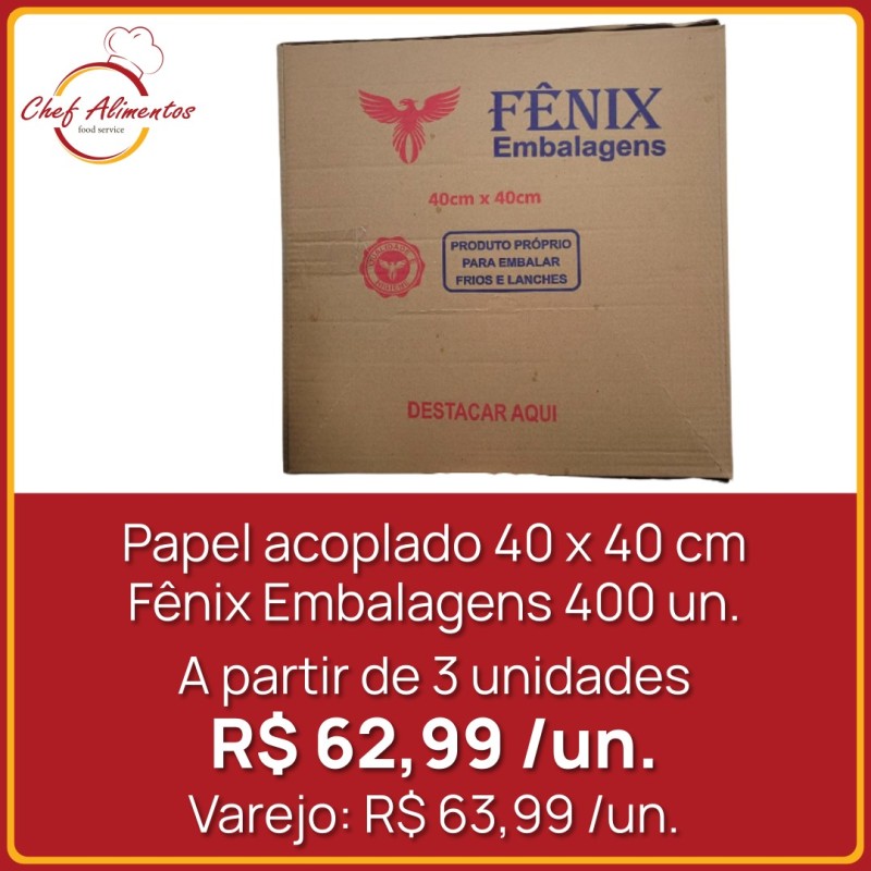 Papel acoplado 40 x 40 cm Fênix Embalagens