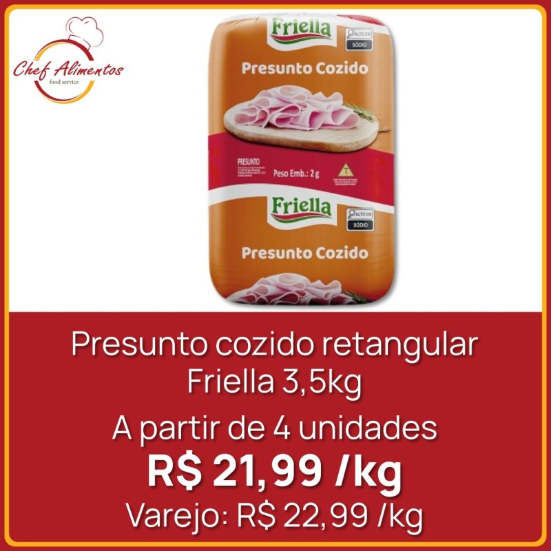 Presunto cozido retangular Friella 3,5kg