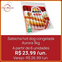 Salsicha hot dog congelada Aurora 3kg