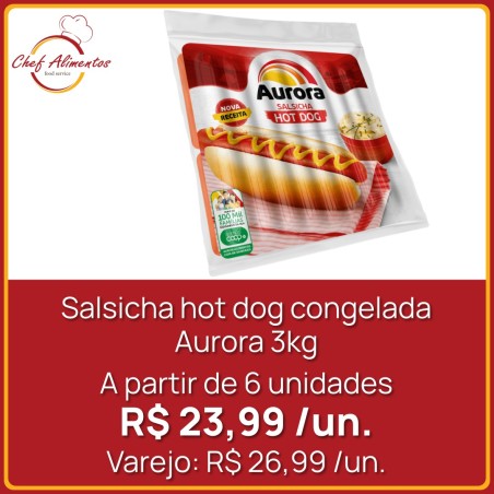 Salsicha hot dog congelada Aurora 3kg