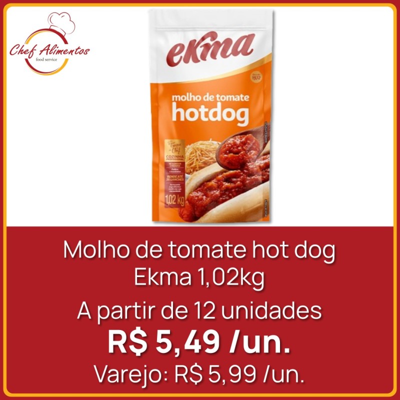 Molho de tomate hot dog Ekma 1,02kg