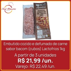 Embutido cozido e defumado de carne sabor bacon em cubos Lactofrios 1kg