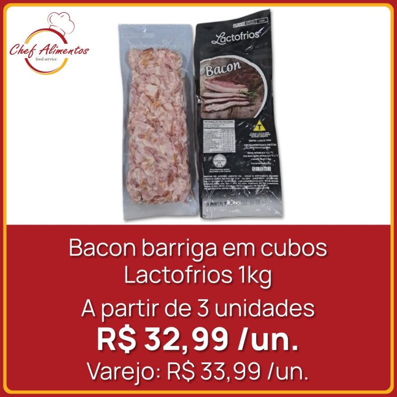 Bacon barriga em cubos Lactofrios 1kg