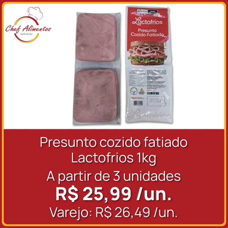 Presunto cozido fatiado Lactofrios 1kg